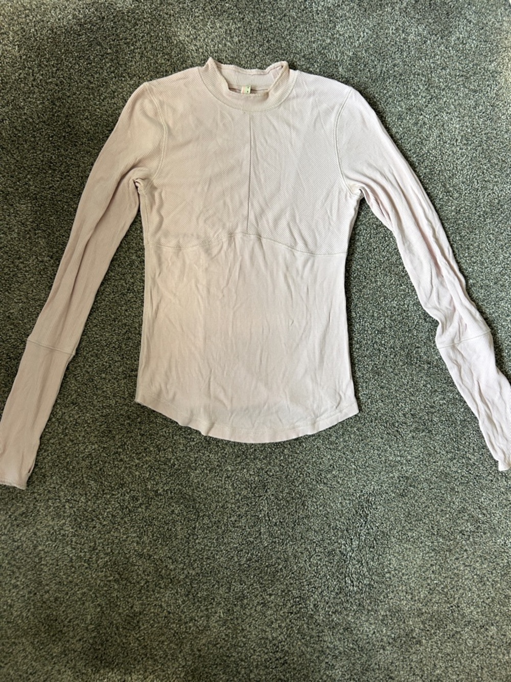 FP Movement by Free People Pale Mauve Ribbed Long Sleeve Mock Neck Top